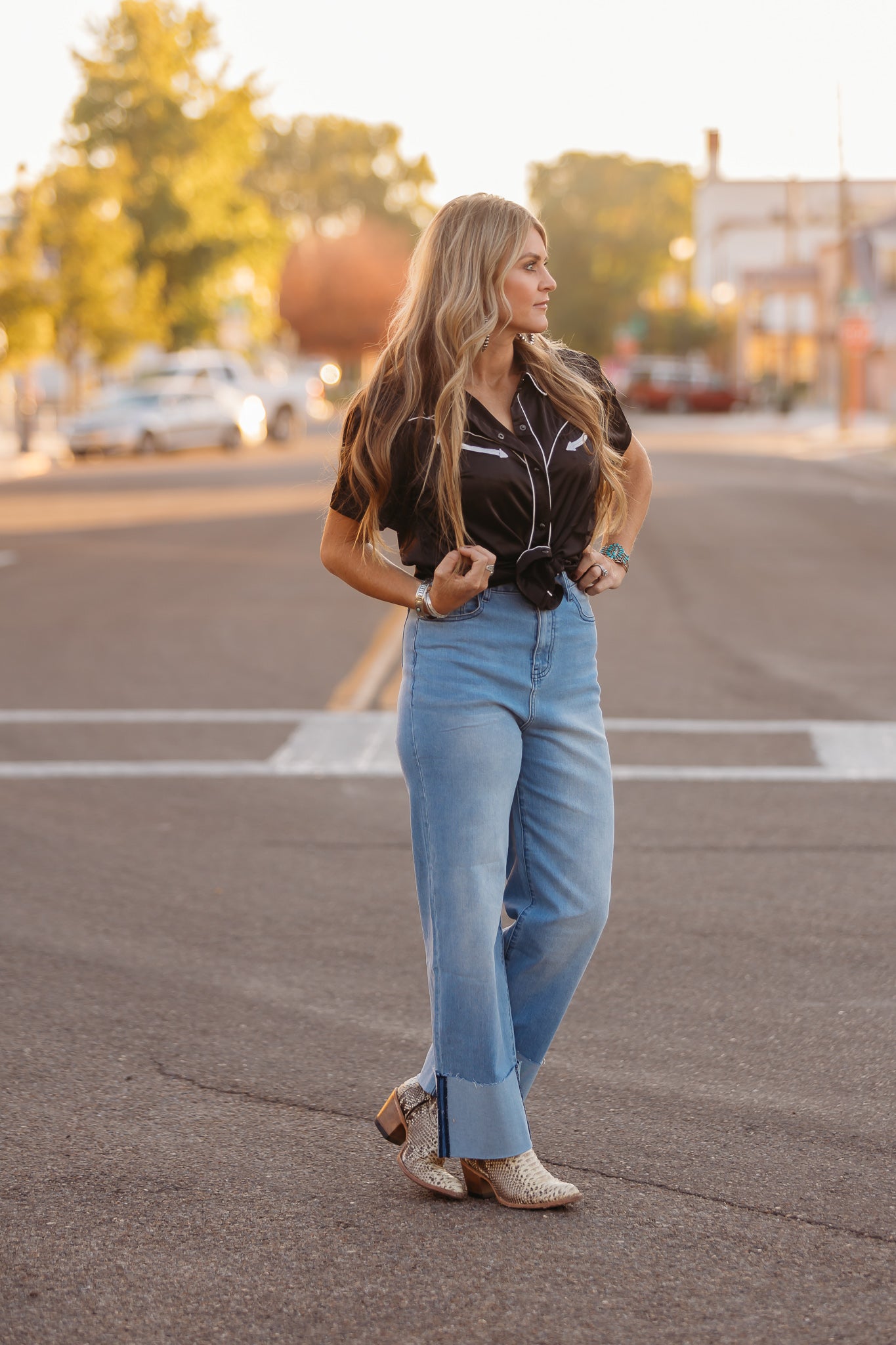 Western Pearl Snap Blouse