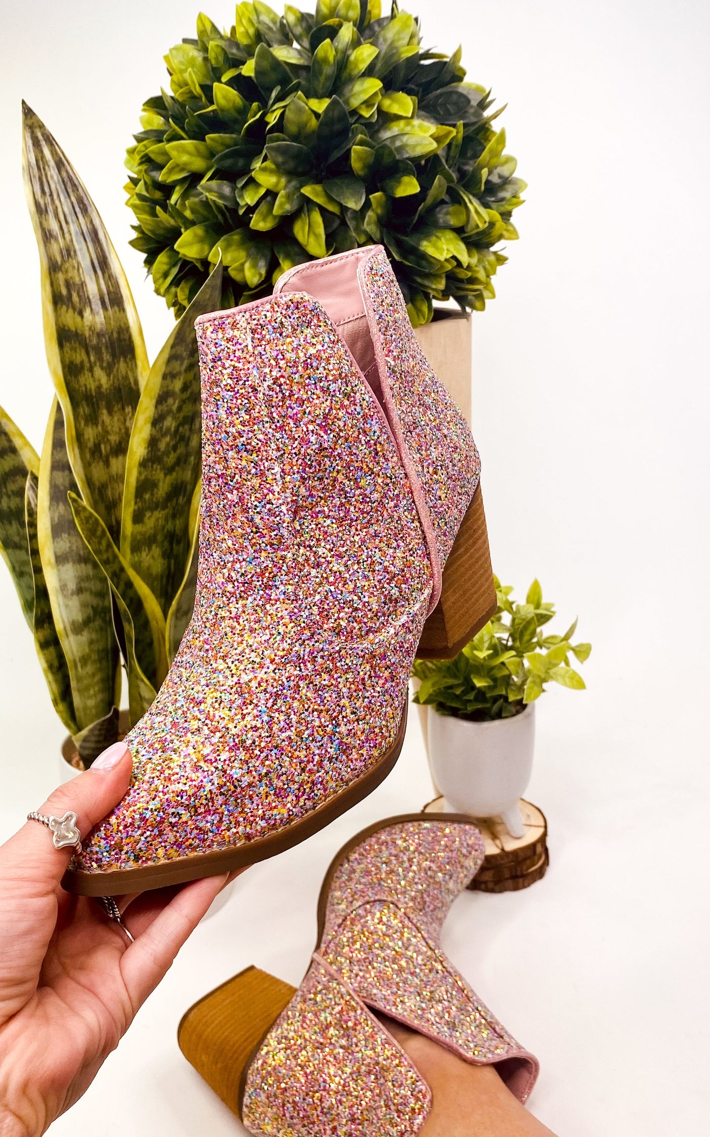 Fiera Glitter Booties in Multi