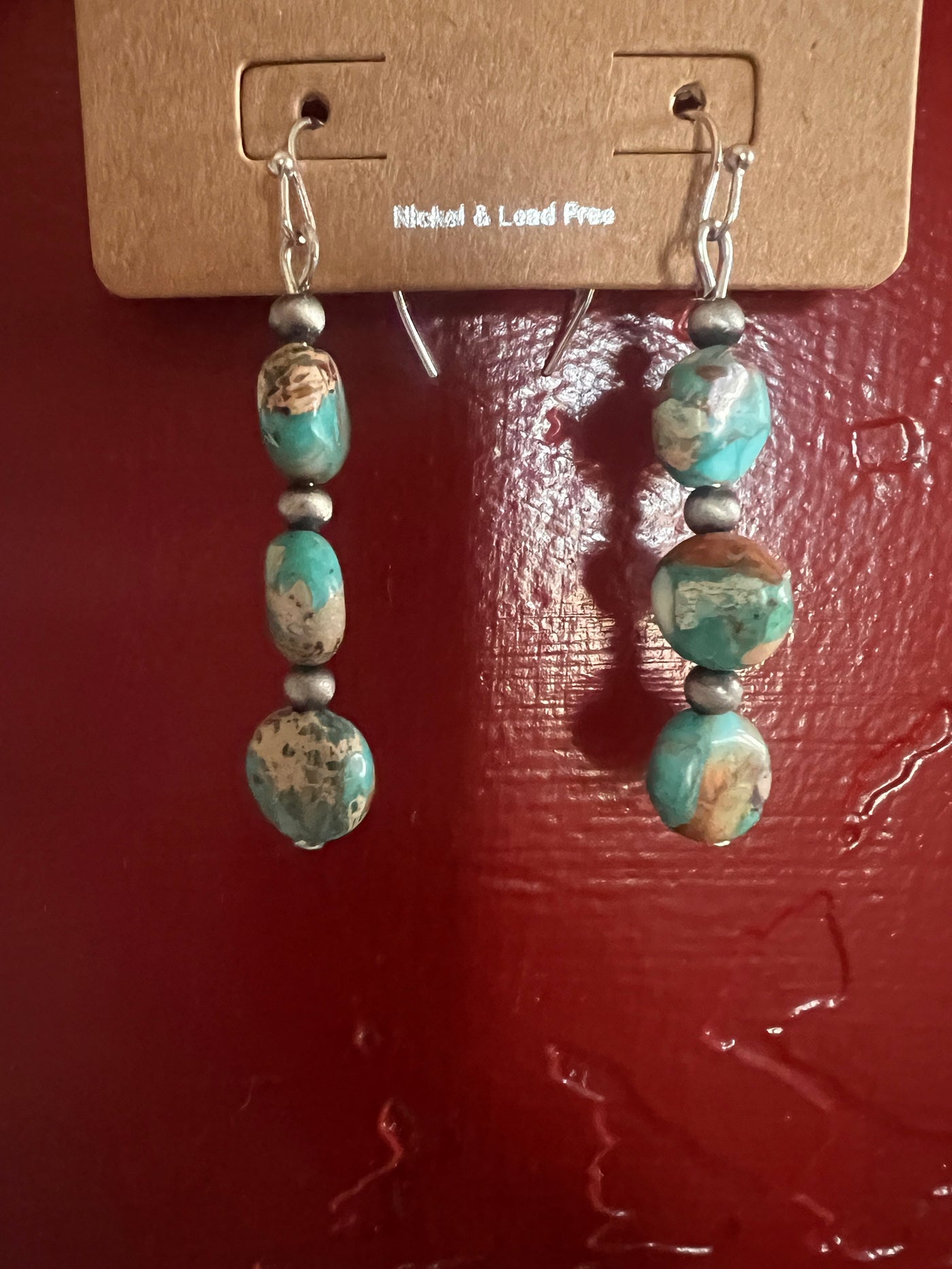 Three Drop Stone Turquoise Earring