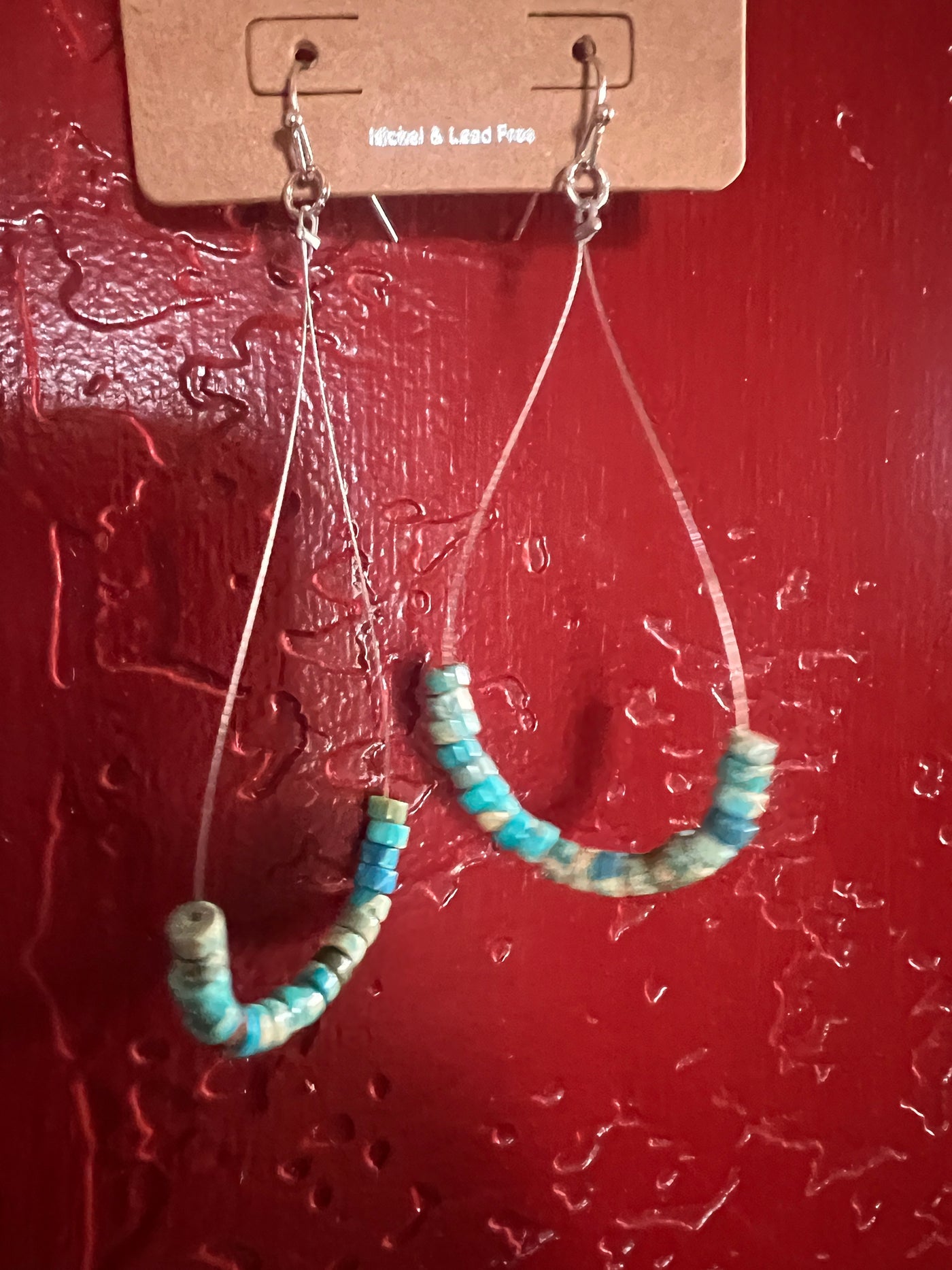 Turquoise Round Stone Hoop Earring