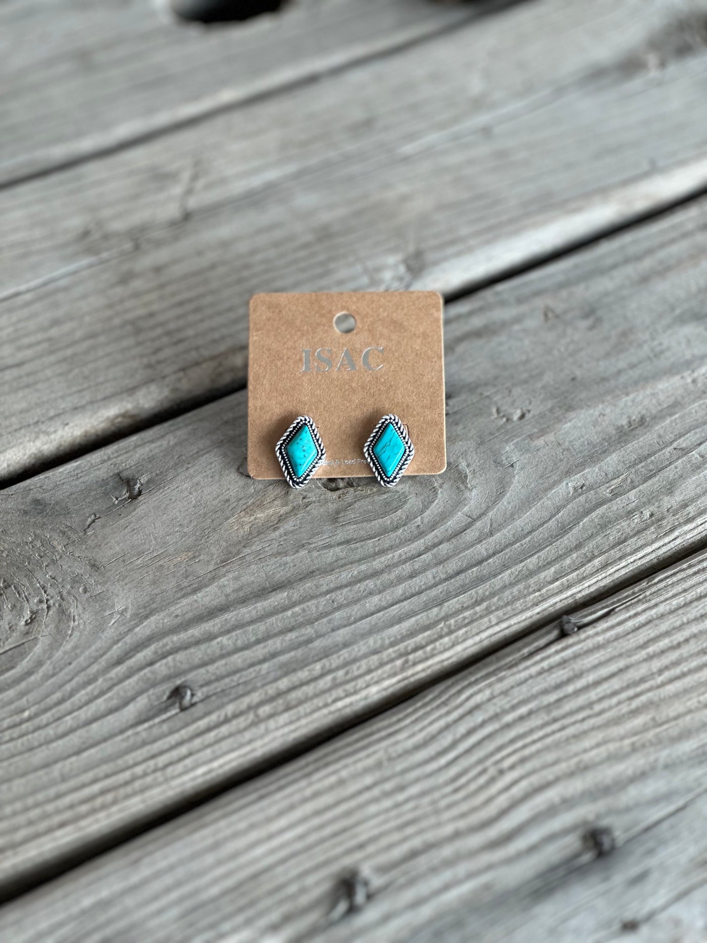 10mm Diamond Turquoise Stud Earrings