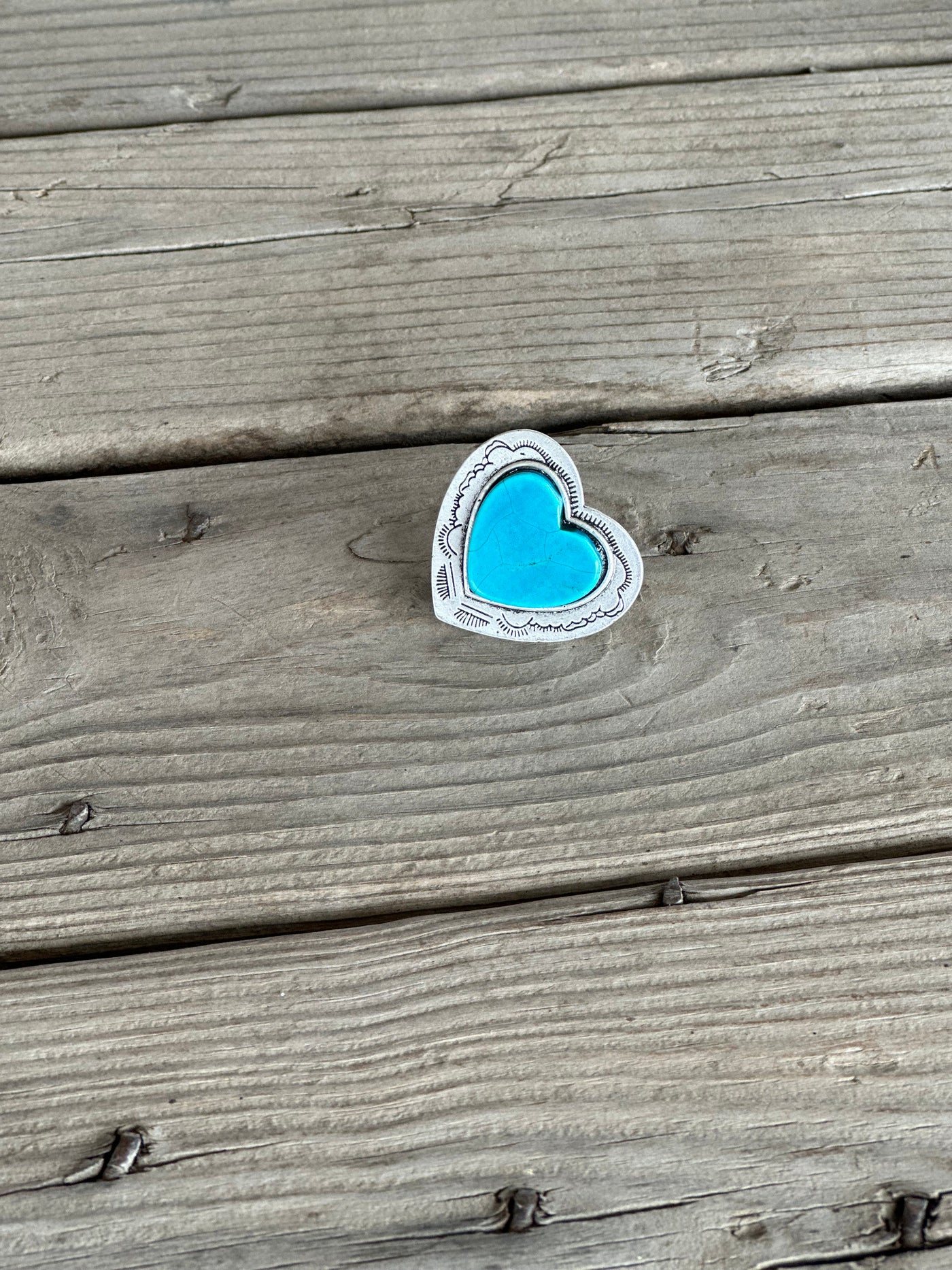 Heart Turquoise Adjustable Ring