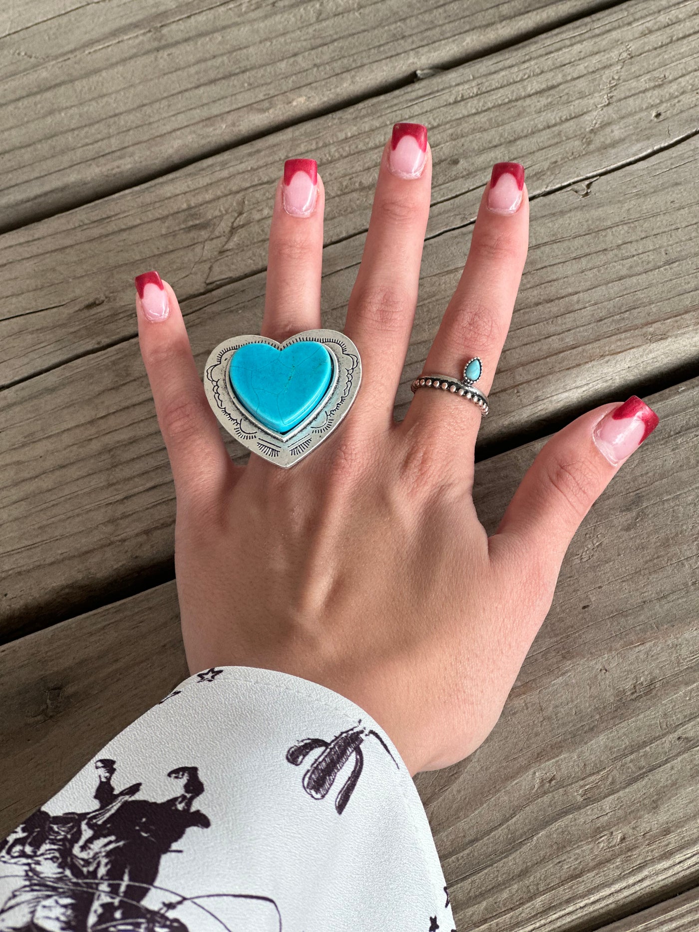 Heart Turquoise Adjustable Ring