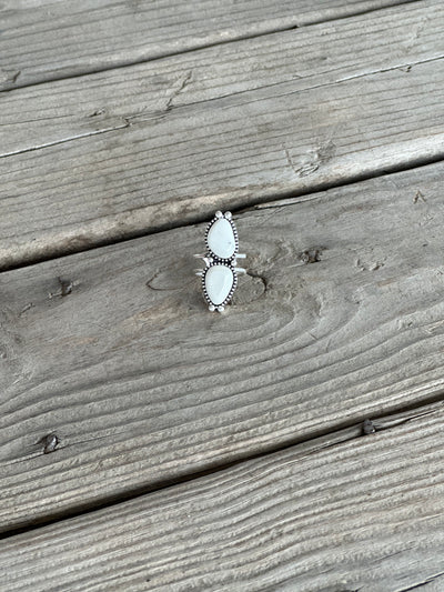 White Turquoise Adjustable Ring