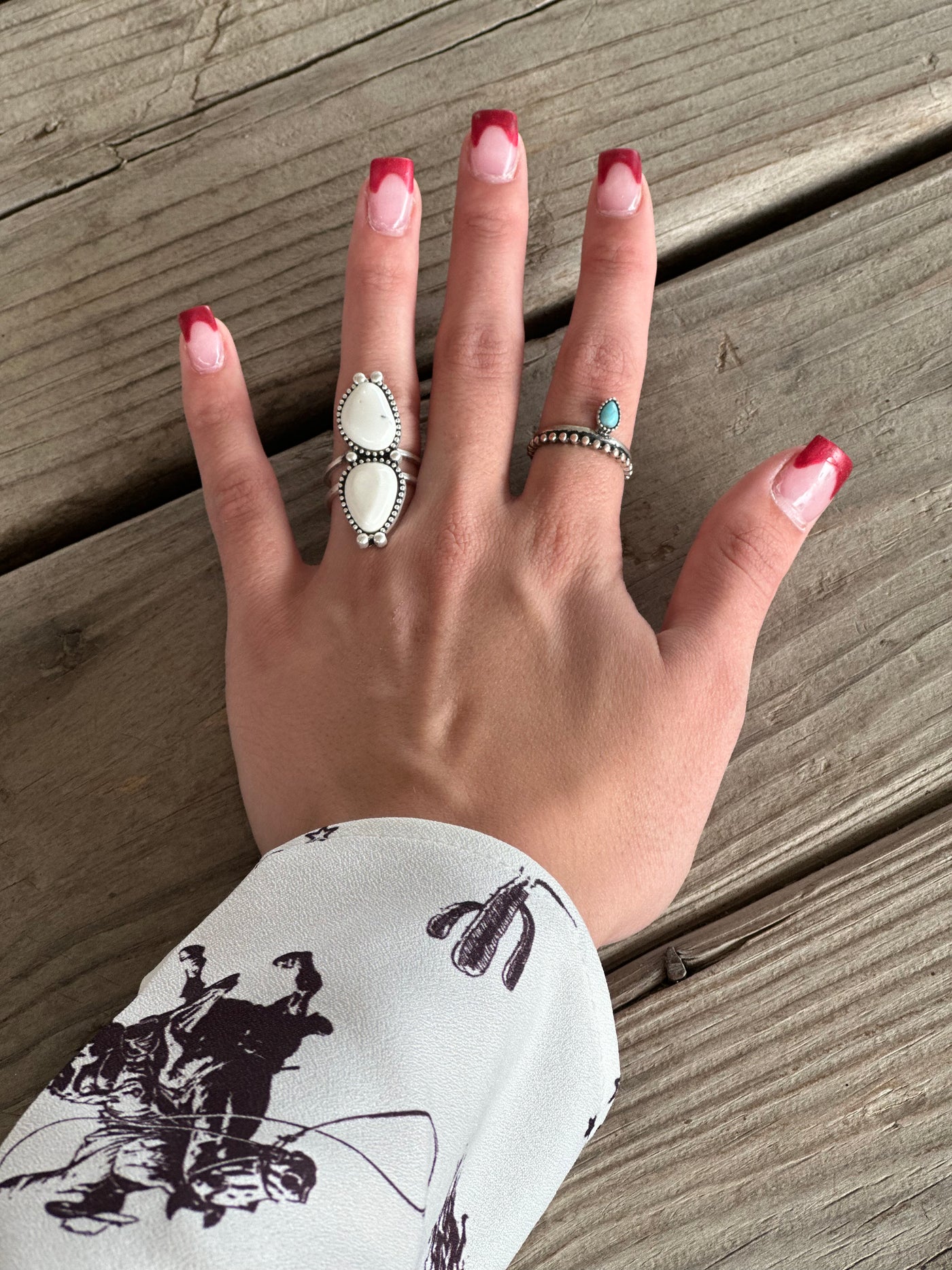 White Turquoise Adjustable Ring