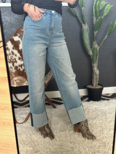 The Callie Cuffed Light Wash Jean