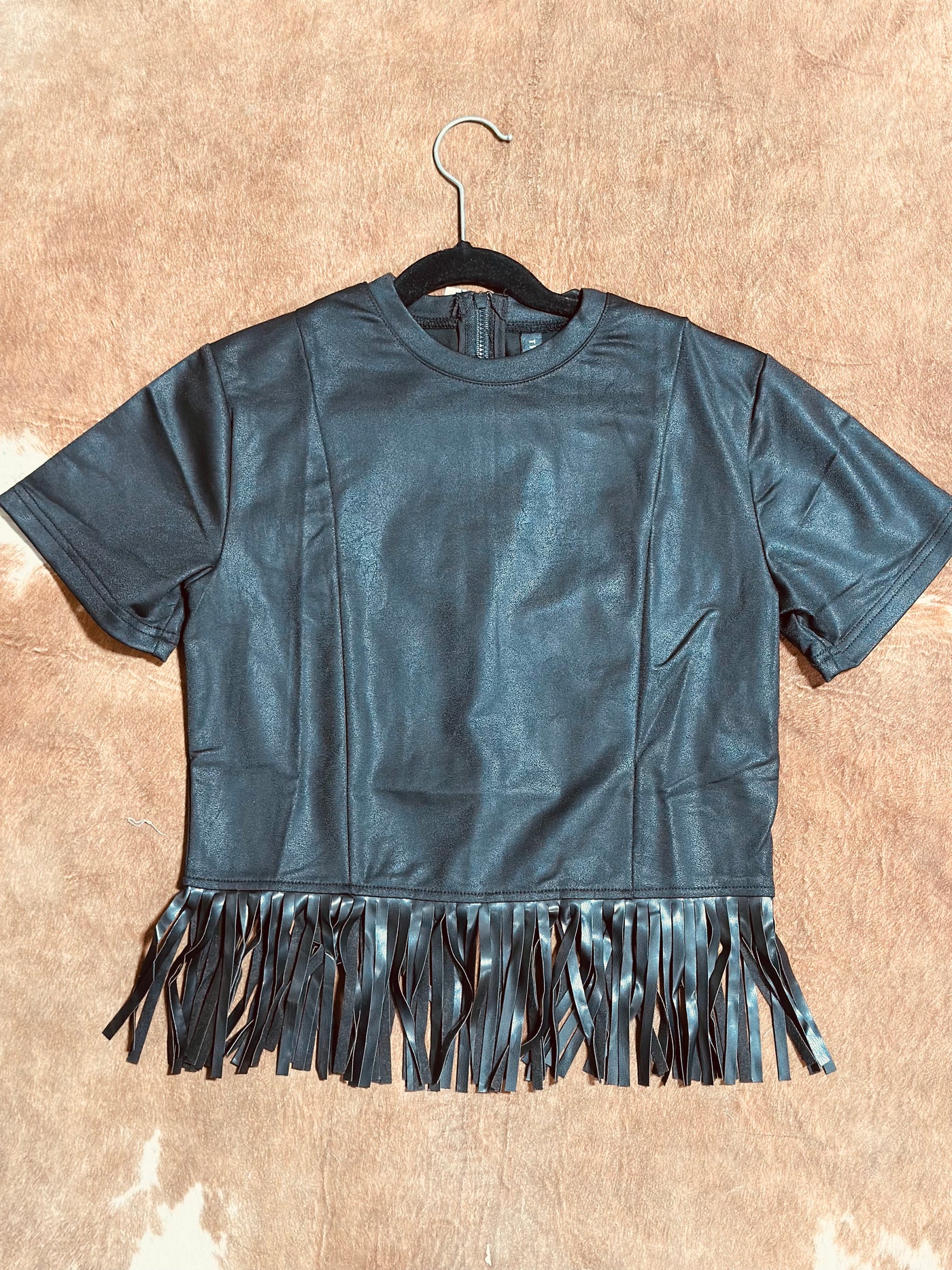 Kids Leather Ruffle Top