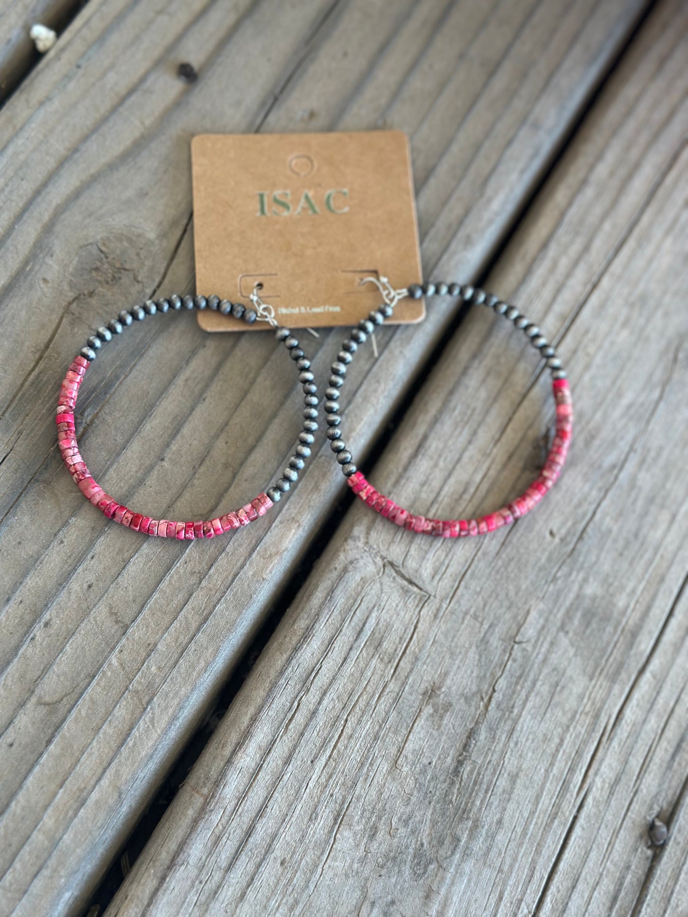 The Pink & Silver Beaded Hoops