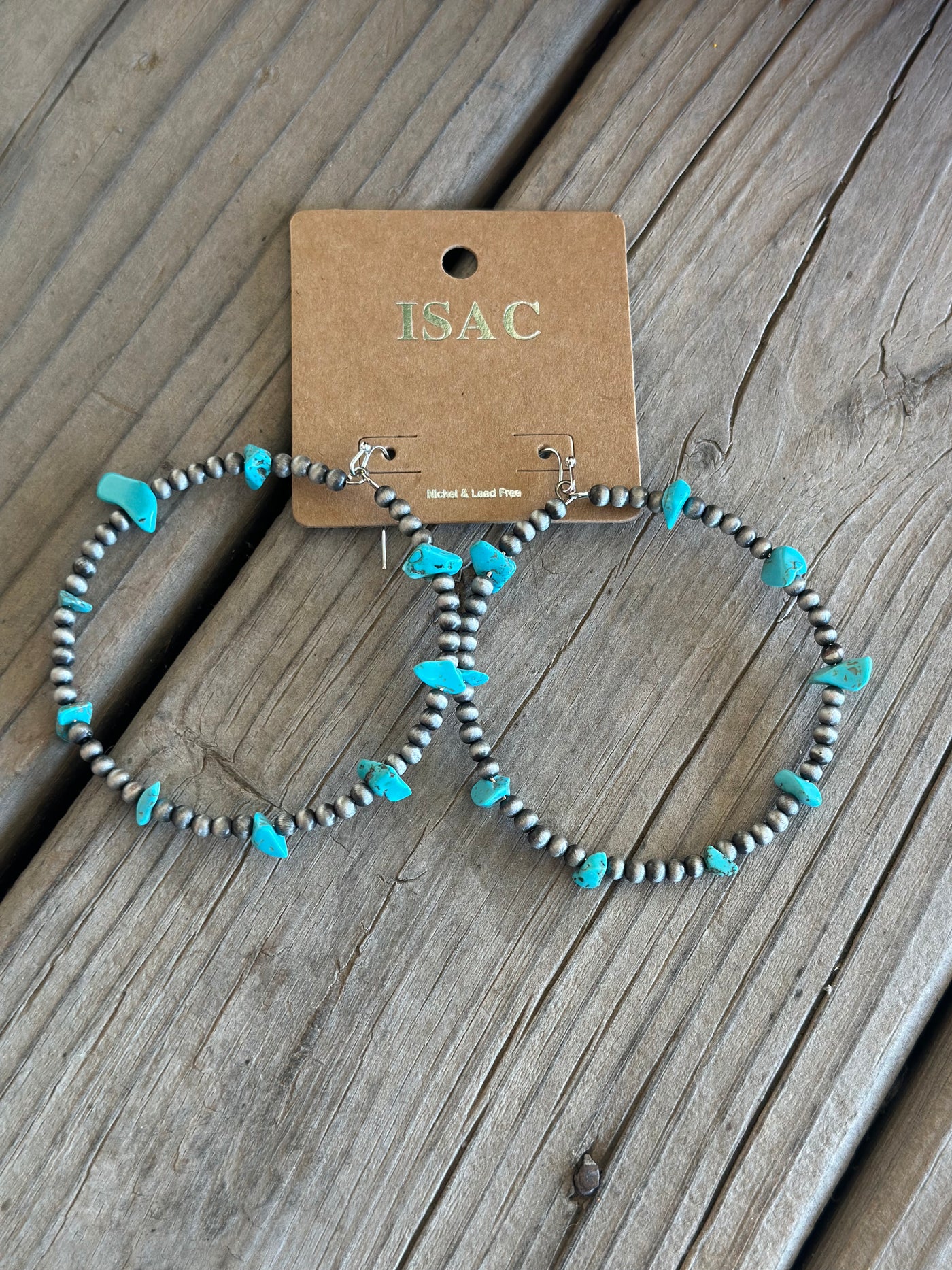 Turquoise Chip Stone Hoops