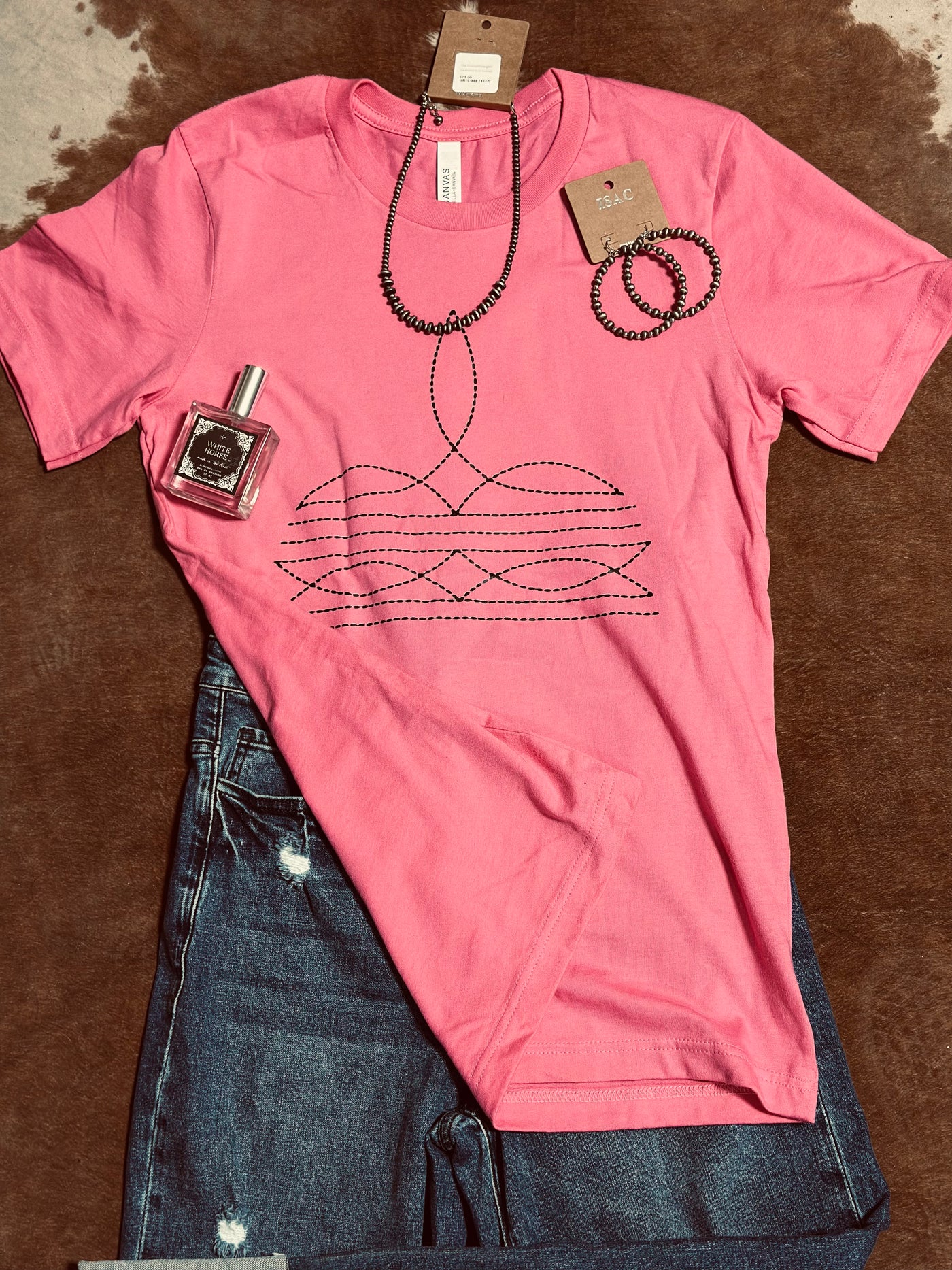 Hot Pink Boot Stitch Graphic Tee