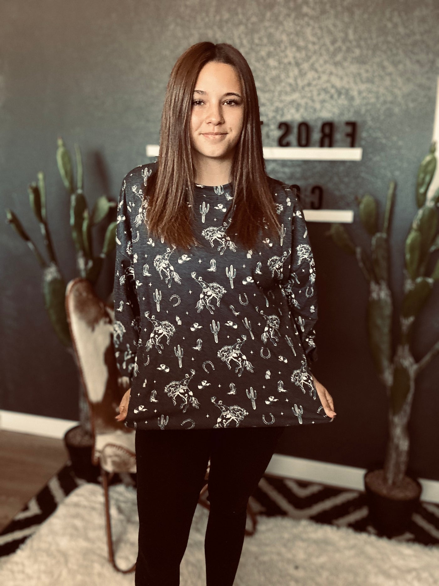 Gemma Bucking Horses Print Top