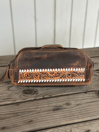 The Rustic Tooled Leather Makeup Bag