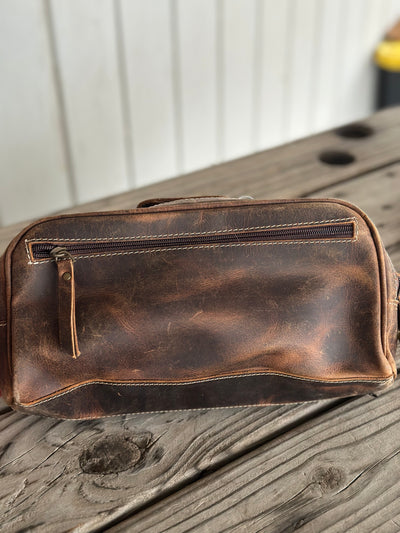 The Rustic Tooled Leather Makeup Bag