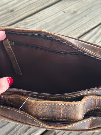 The Rustic Tooled Leather Makeup Bag