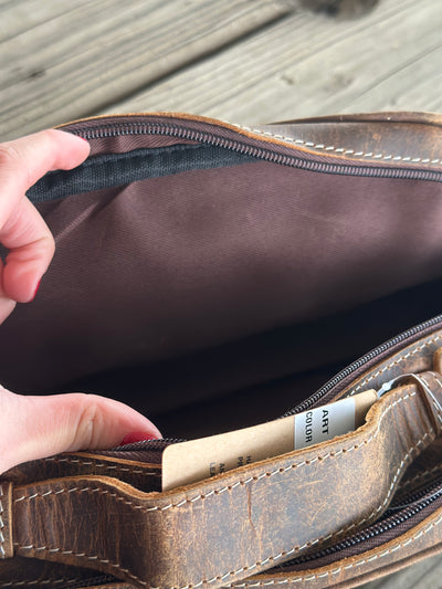 The Rustic Tooled Leather Makeup Bag