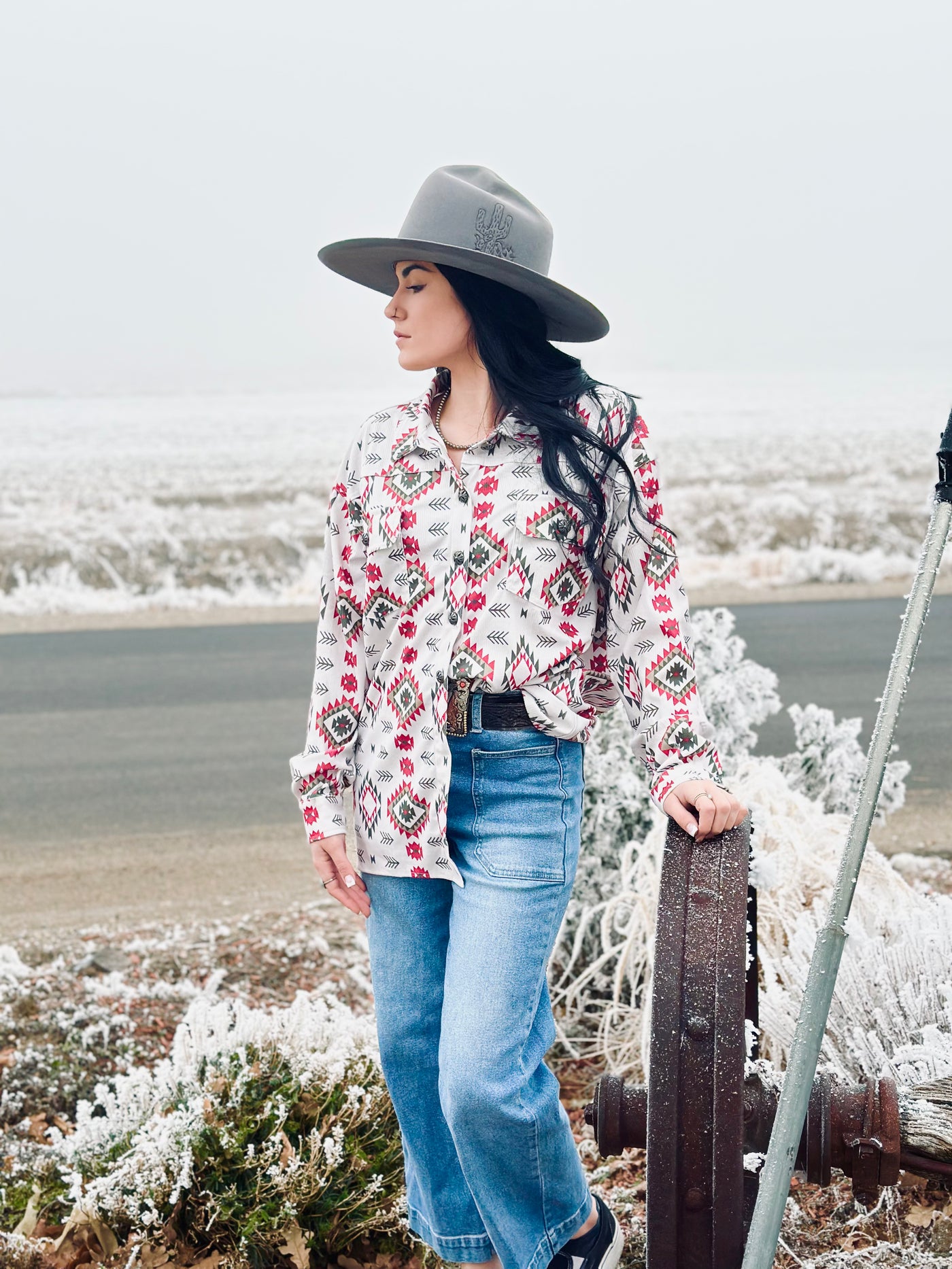 Fall Vibez Aztec Button Down