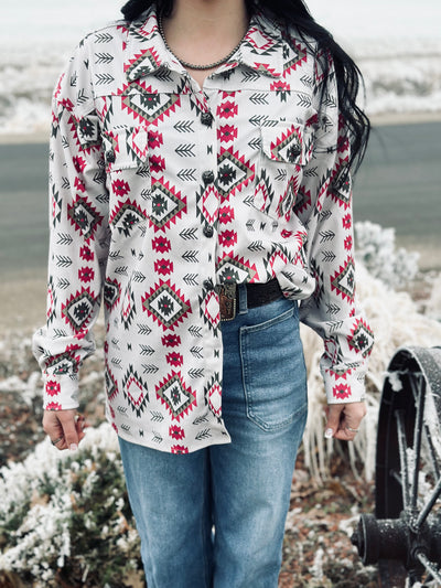 Fall Vibez Aztec Button Down