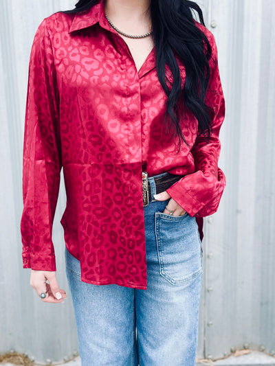 Leopard Print Shiny Blouse