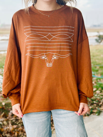 Brown Boot Stich Crewneck