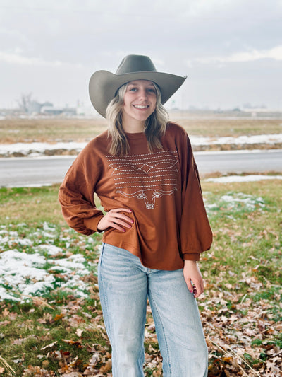 Brown Boot Stich Crewneck