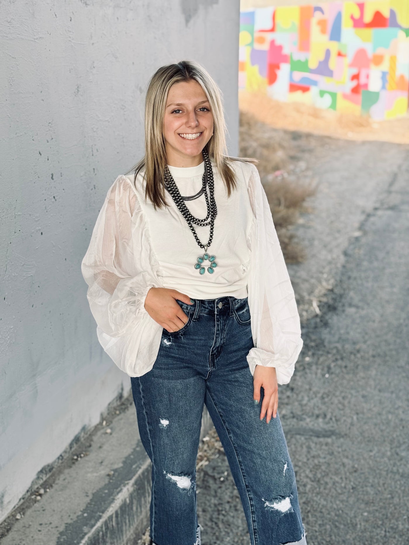 Wonderfully White Puffed Sleeve Top