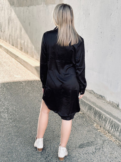 MidNight Glamour Button-Up Dress