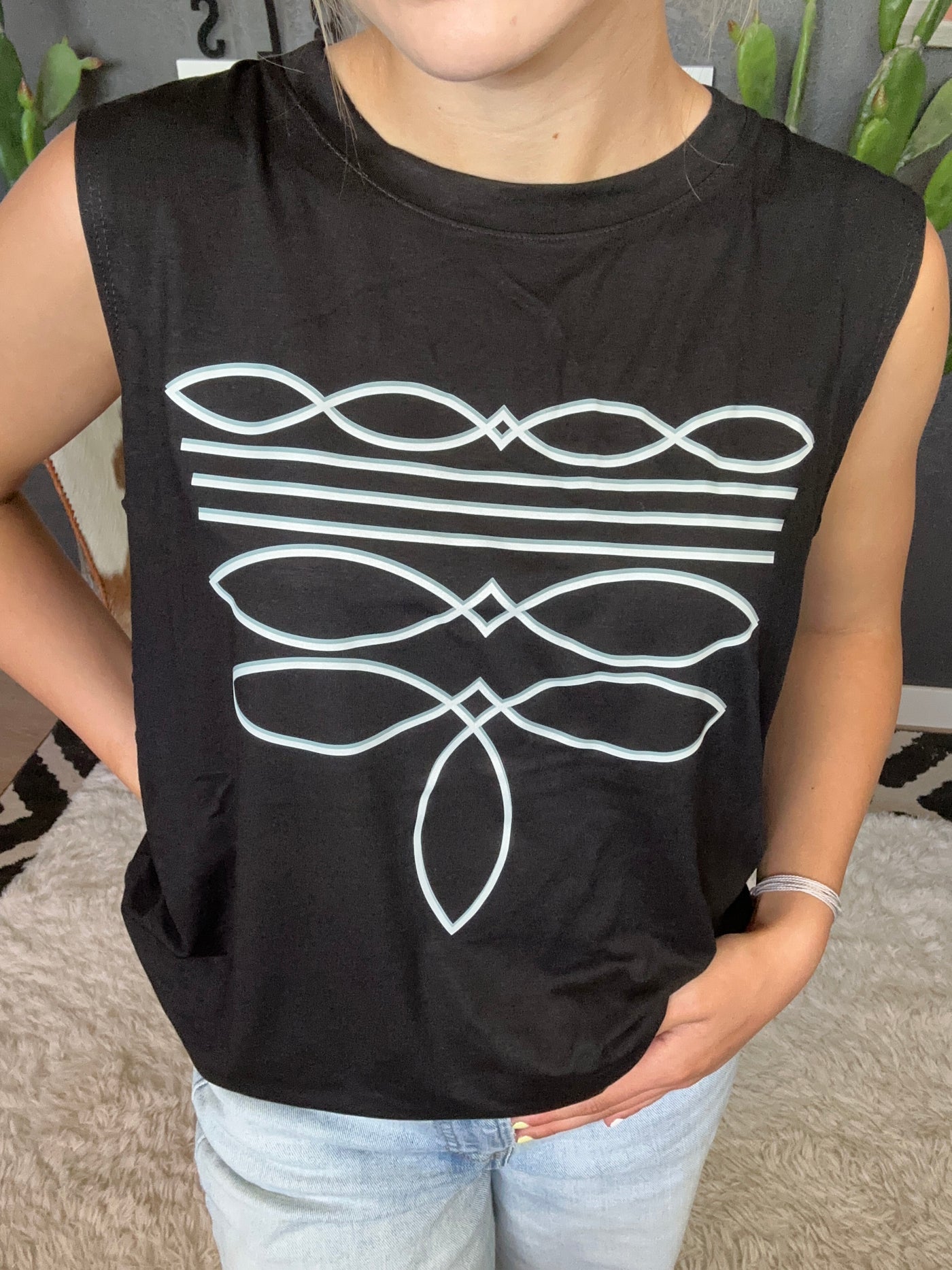 Boot Stitch Vinyl Tank Top