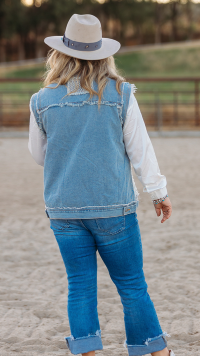 The Daisy Distressed Lace Vest