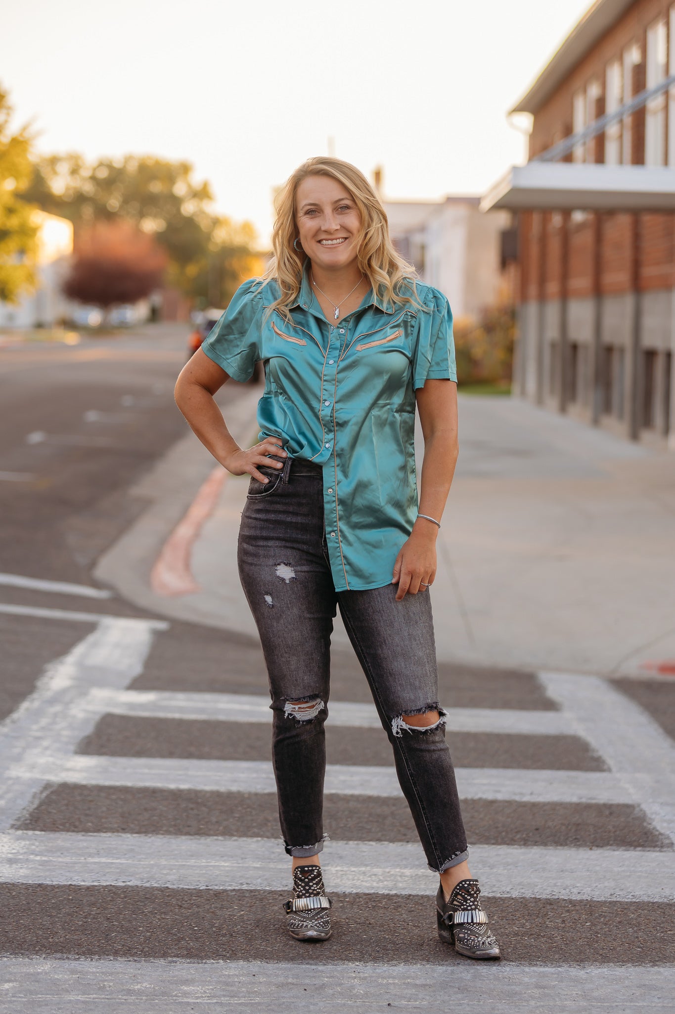 Western Pearl Snap Blouse