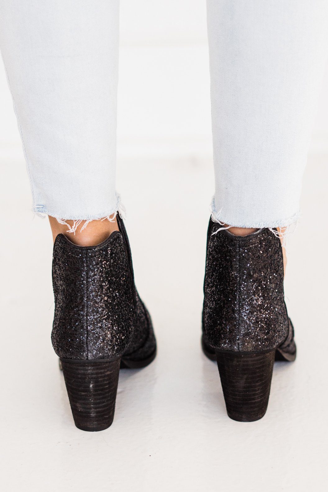 Fiera Glitter Booties in Black