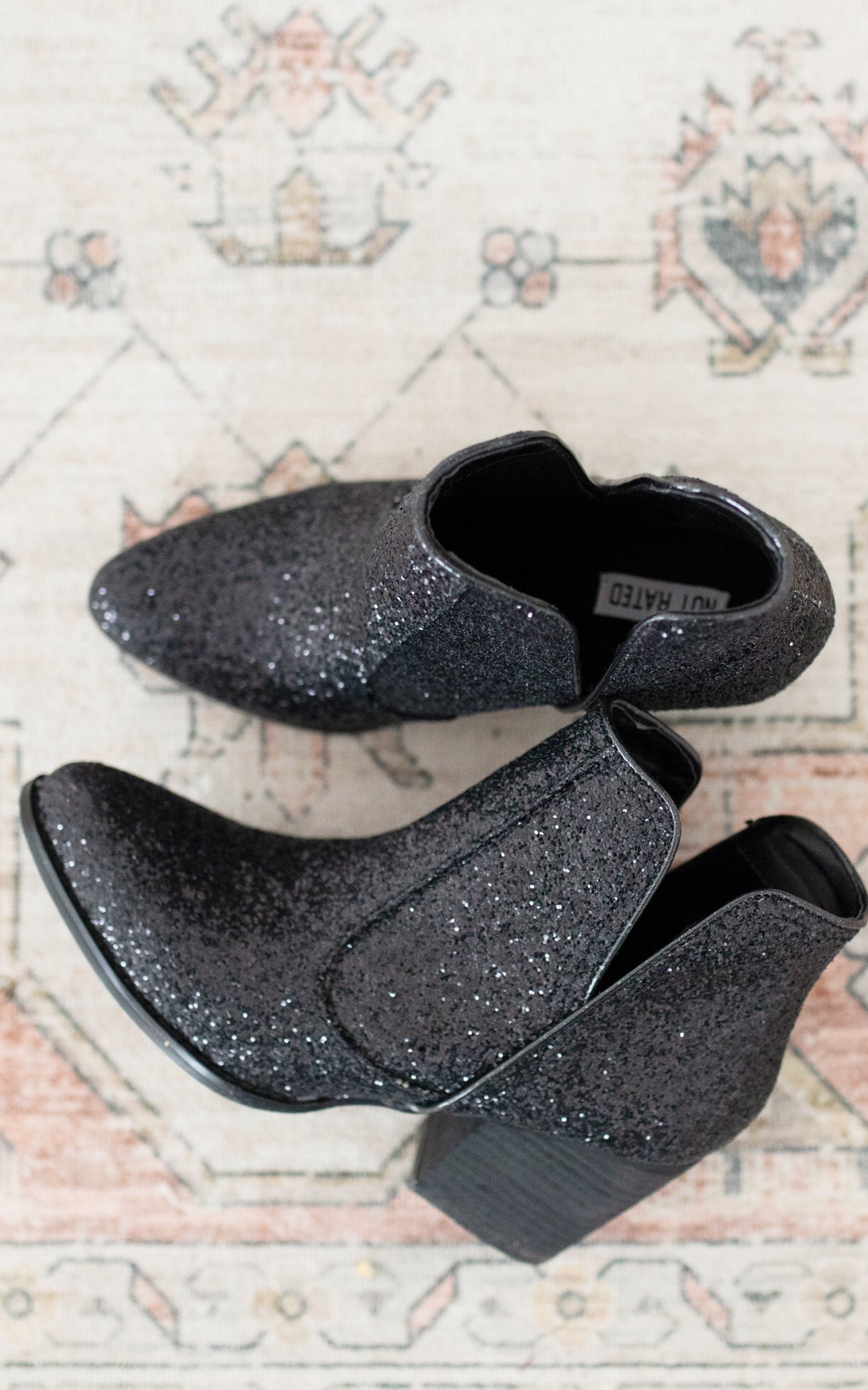 Fiera Glitter Booties in Black