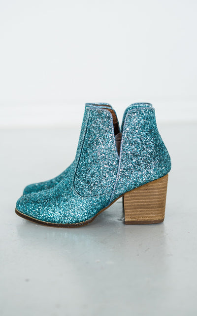 Fiera Glitter Booties in Blue