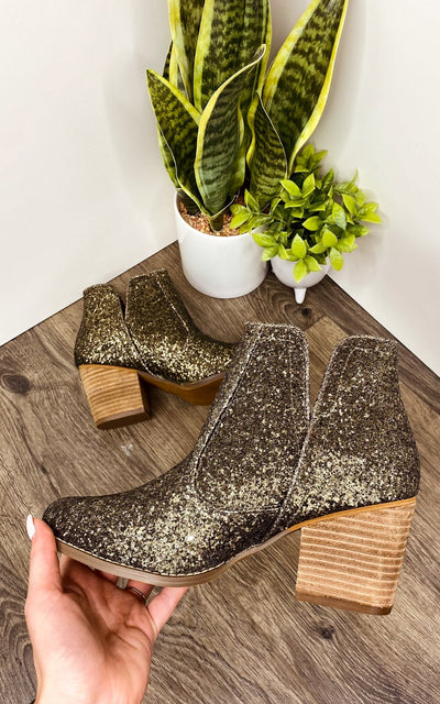 Fiera Glitter Booties in Bronze