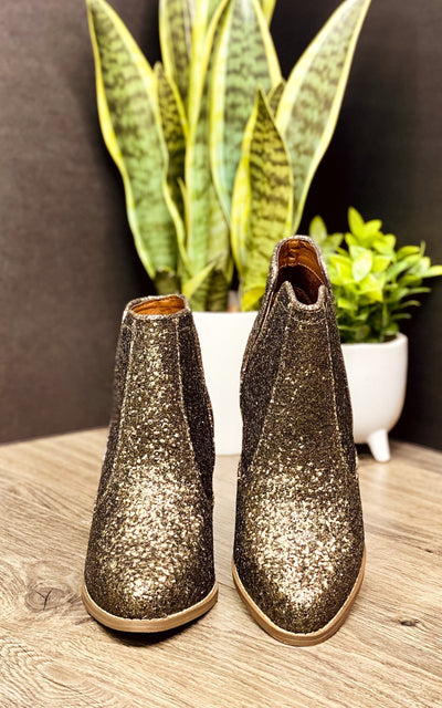 Fiera Glitter Booties in Bronze