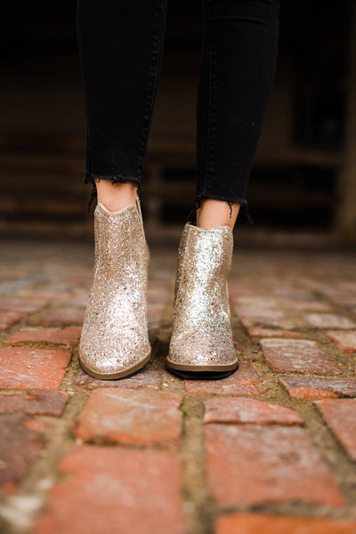 Fiera Glitter Booties in Gold