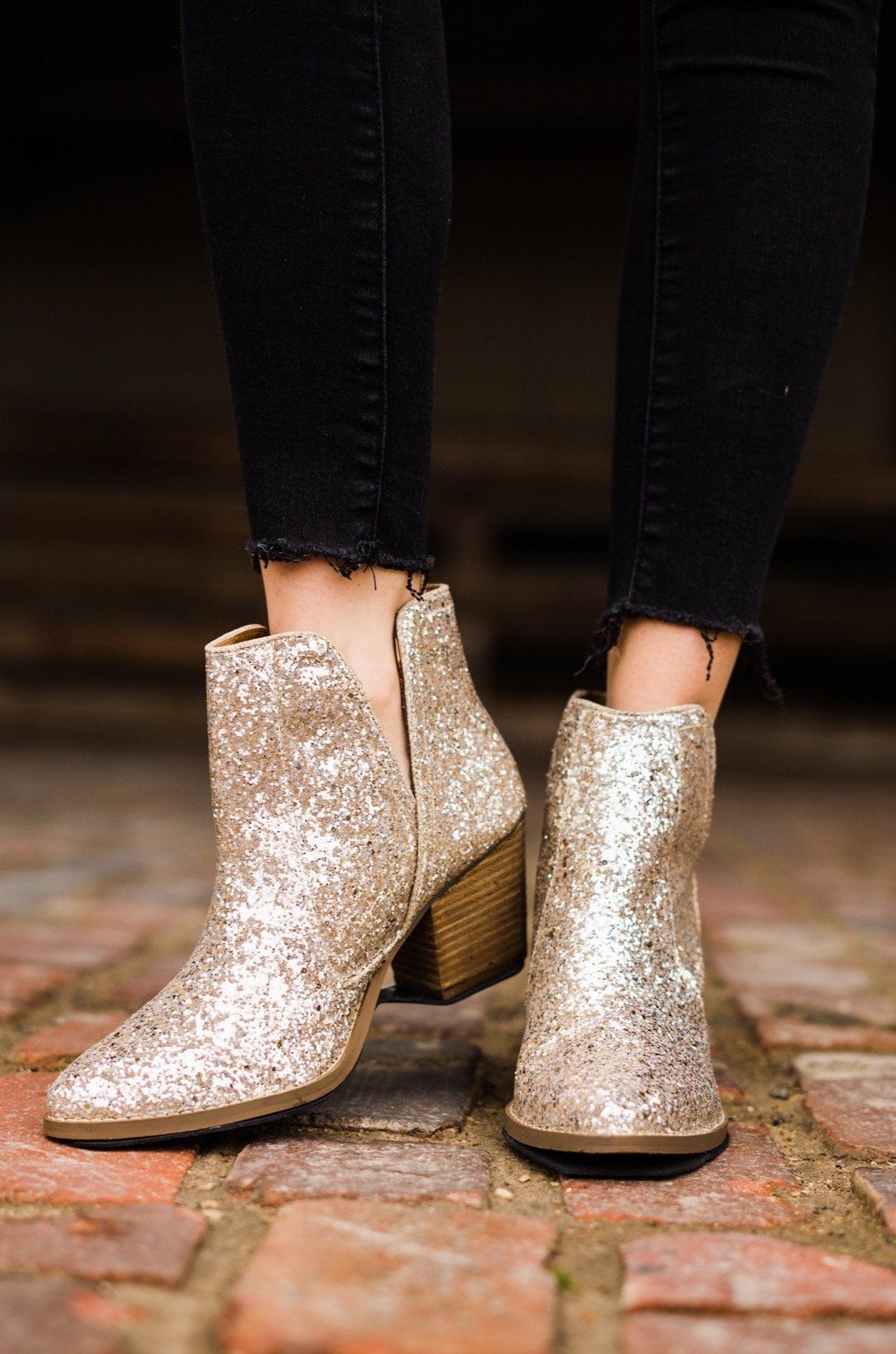 Fiera Glitter Booties in Gold