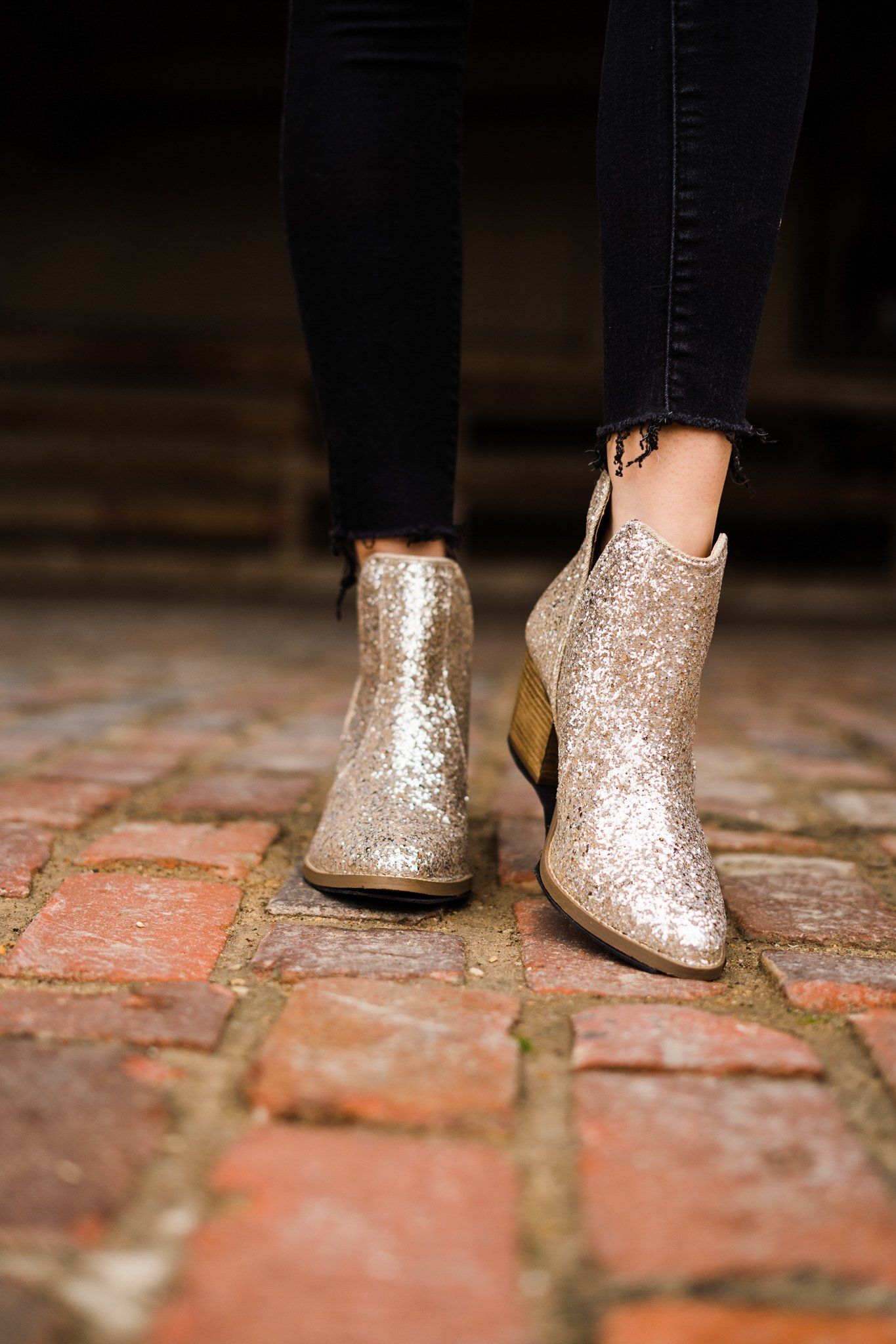 Fiera Glitter Booties in Gold