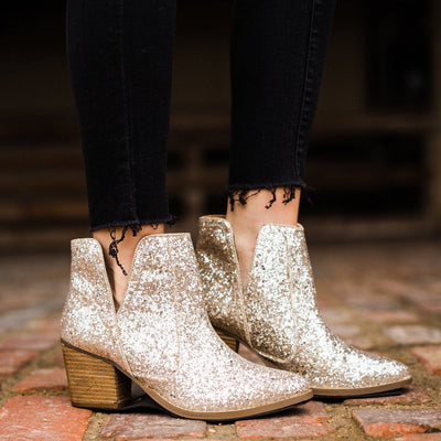 Fiera Glitter Booties in Gold