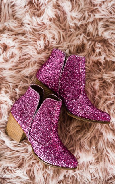 Fiera Glitter Booties in Pink