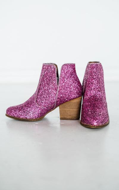 Fiera Glitter Booties in Pink