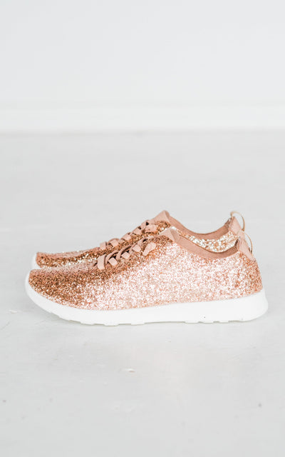 Mayo Glitter Sneaker in Rose Gold