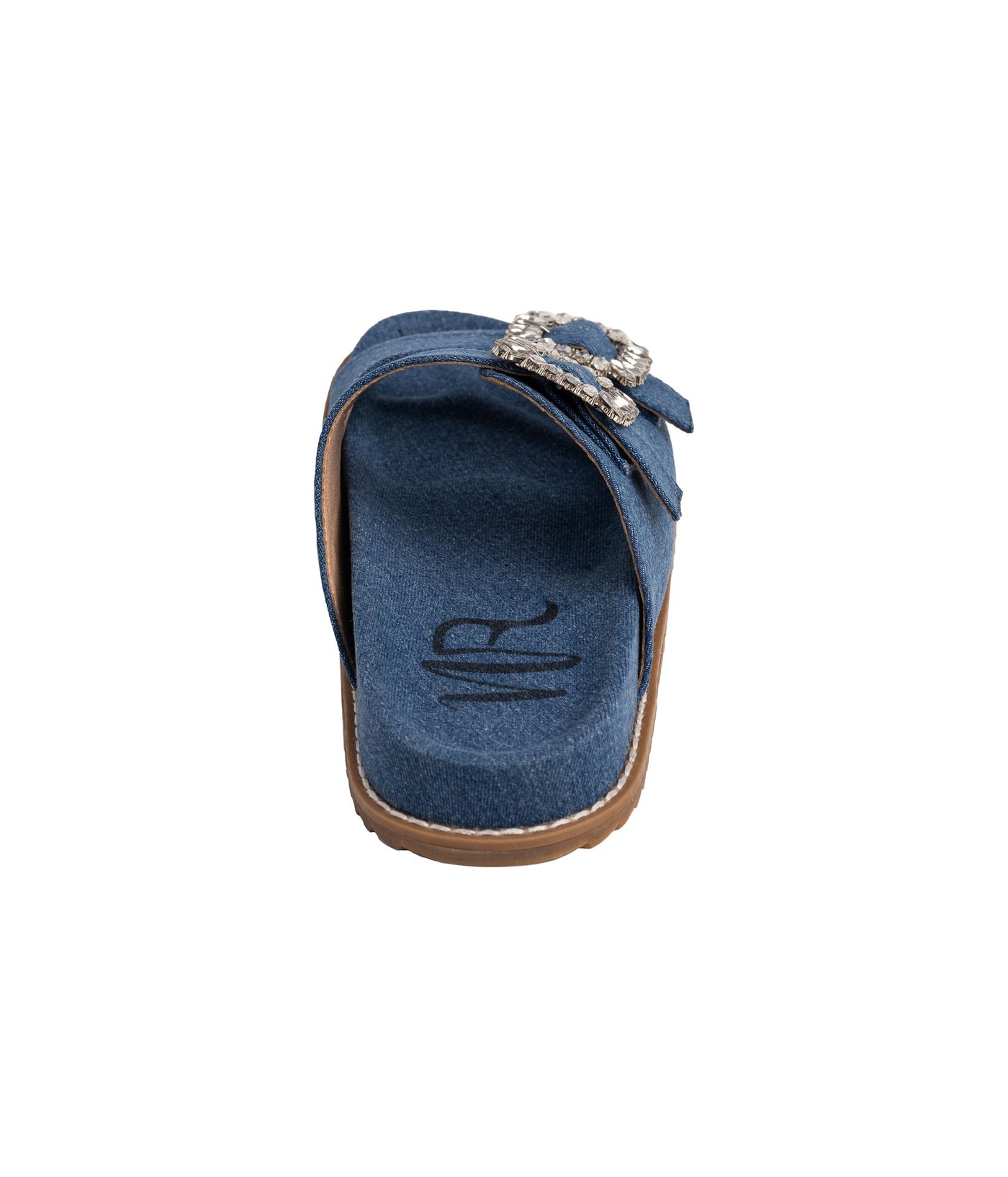 Stellar Rhinestone Buckle Slides in Denim