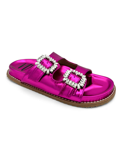 Stellar Rhinestone Buckle Slides in Fuschia