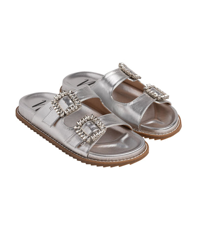 Stellar Rhinestone Buckle Slides in Silver