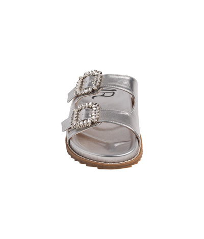 Stellar Rhinestone Buckle Slides in Silver