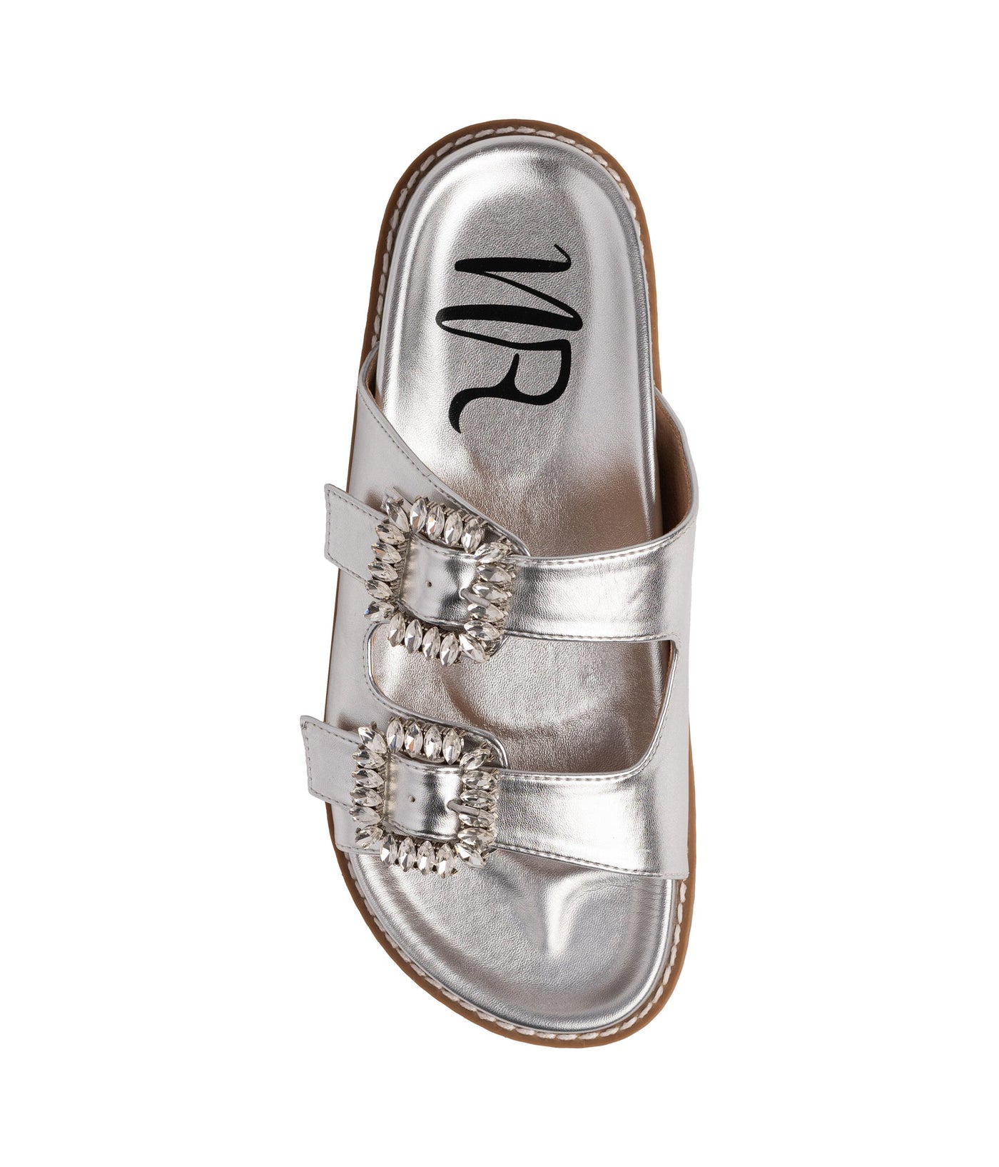 Stellar Rhinestone Buckle Slides in Silver