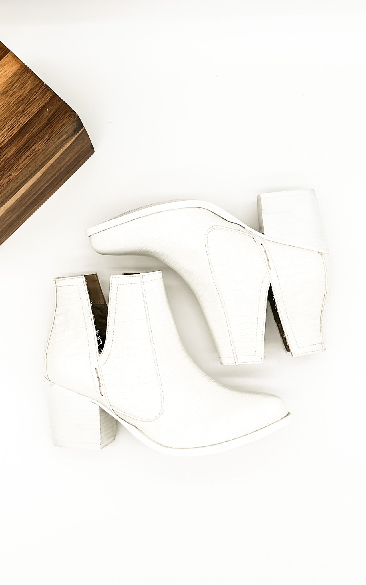 Tarim Booties in White Croc