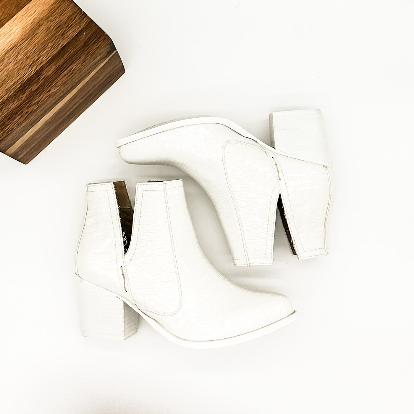 Tarim Booties in White Croc