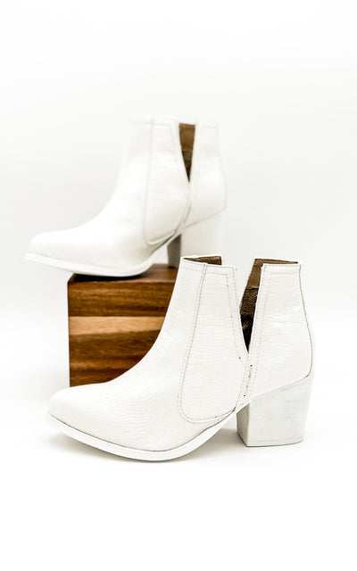 Tarim Booties in White Croc