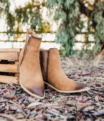 Wylie Suede Ankle Boot in Tan